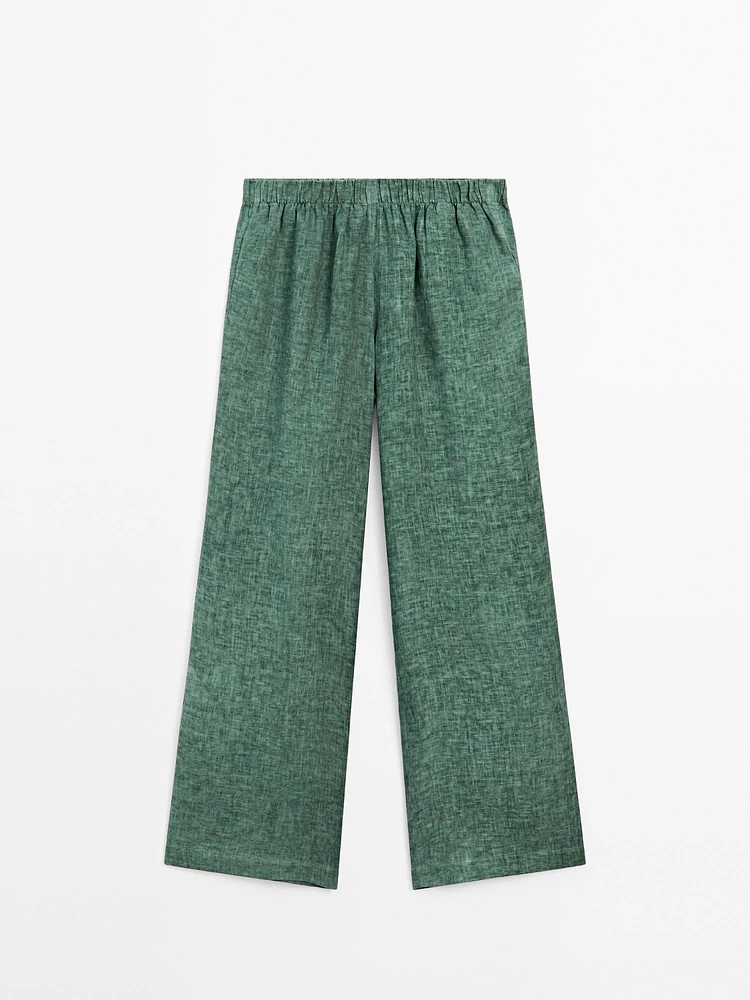 100% linen flowing elasticated trousers