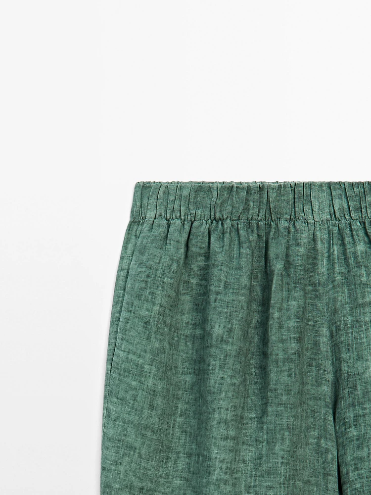 100% linen flowing elasticated trousers