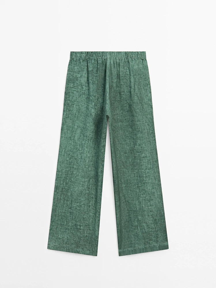 100% linen flowing elasticated trousers