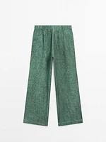 100% linen flowing elasticated trousers