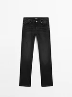 Low-rise straight-leg jeans