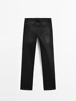 Low-rise straight-leg jeans