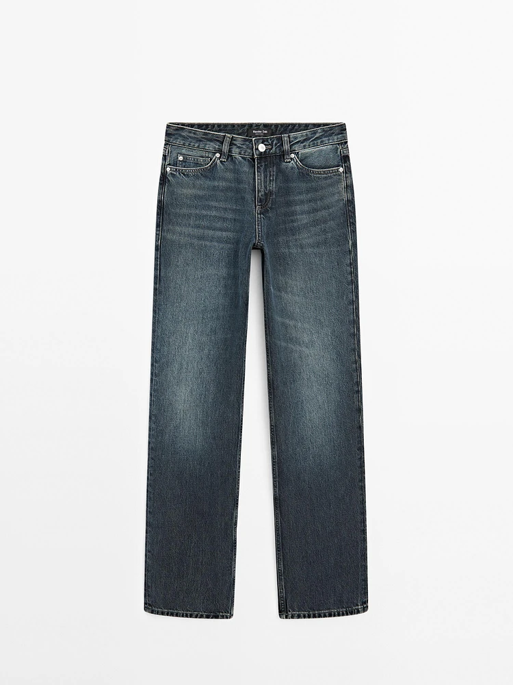 Straight-leg low-rise cotton jeans