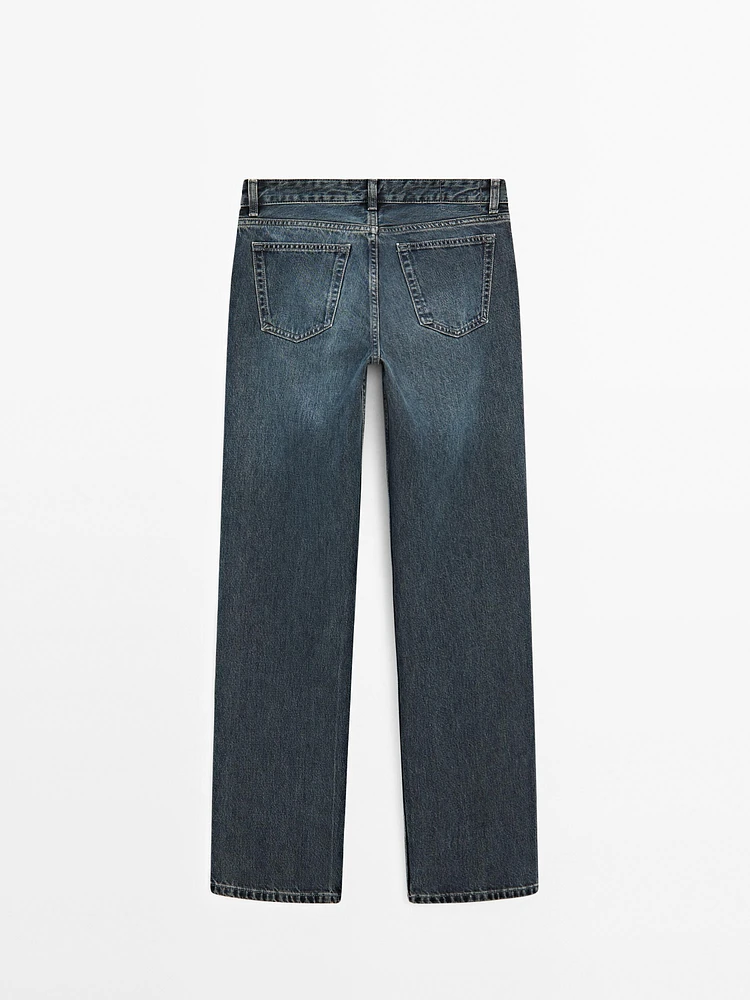 Straight-leg low-rise cotton jeans