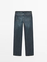 Straight-leg low-rise cotton jeans