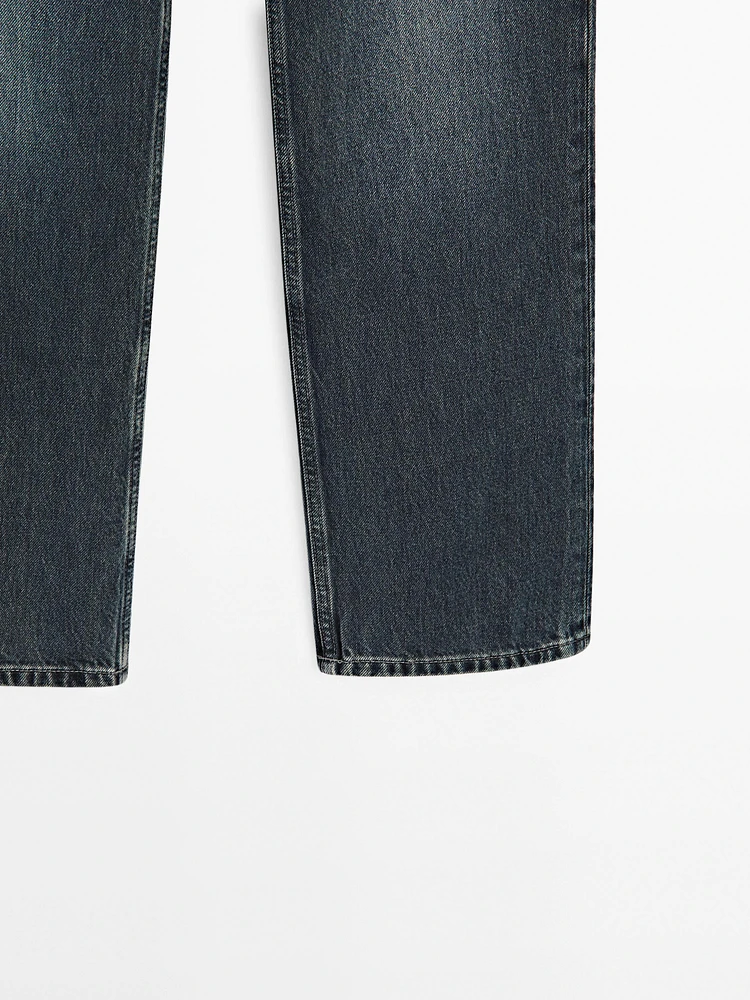 Straight-leg low-rise cotton jeans