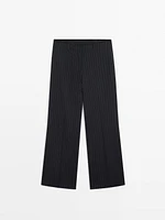 Pinstripe wool blend trousers