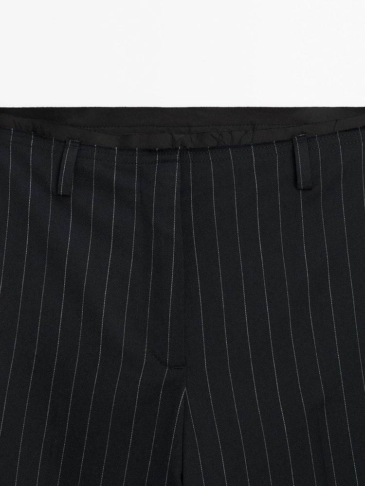 Pinstripe wool blend trousers