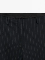 Pinstripe wool blend trousers