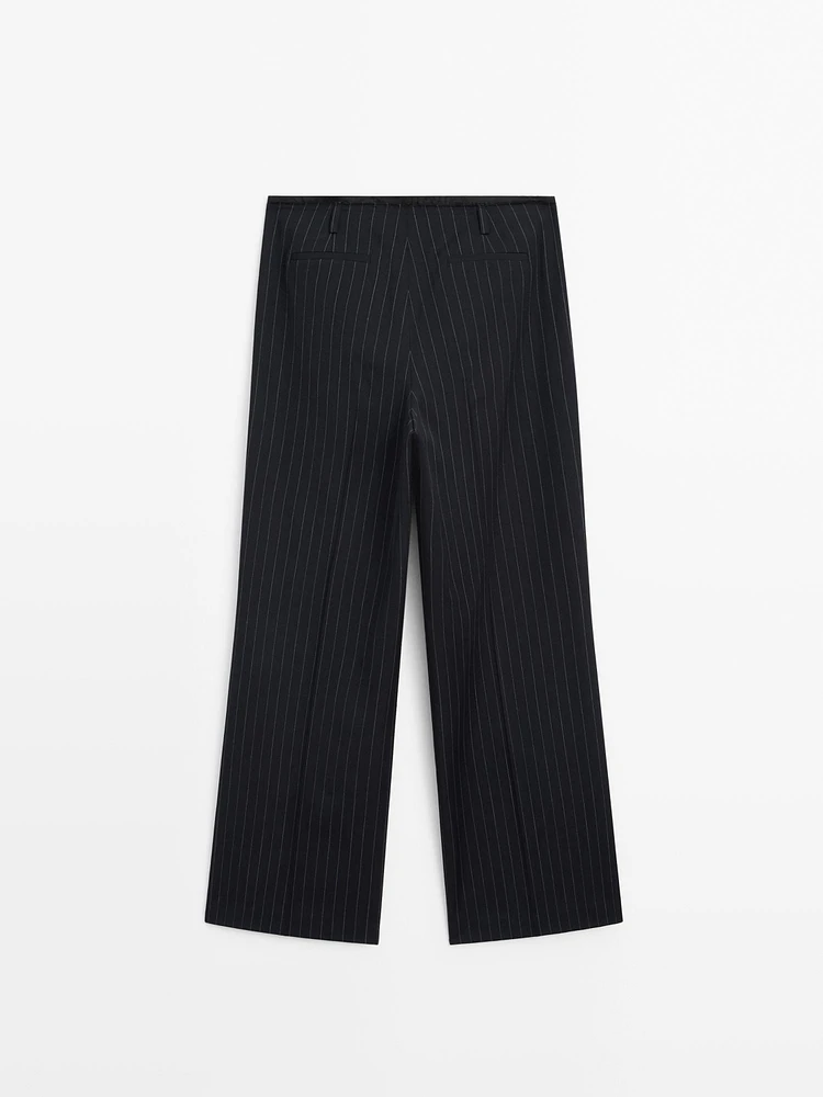 Pinstripe wool blend trousers