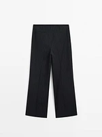 Pinstripe wool blend trousers