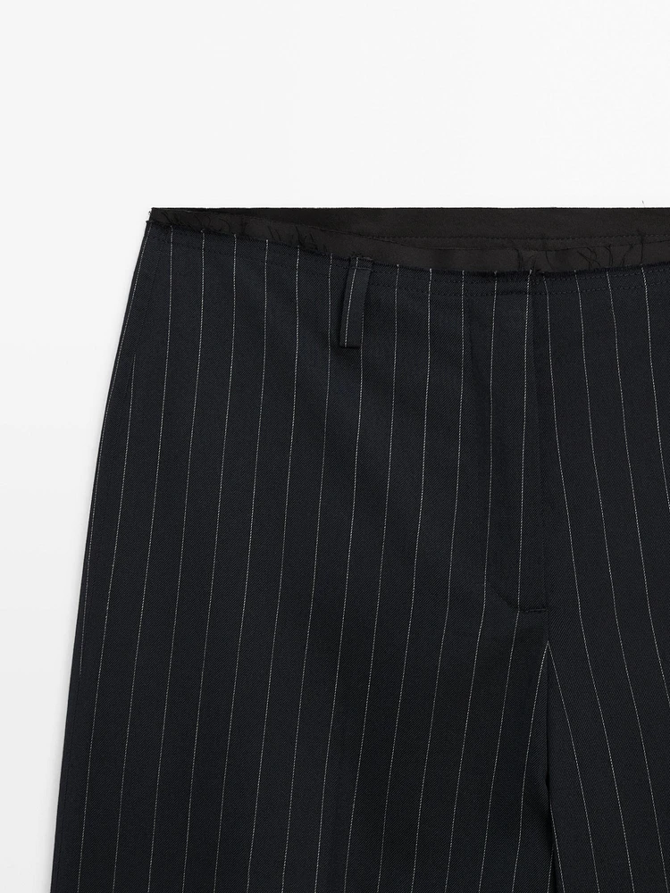 Pinstripe wool blend trousers