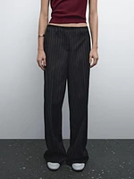 Pinstripe wool blend trousers