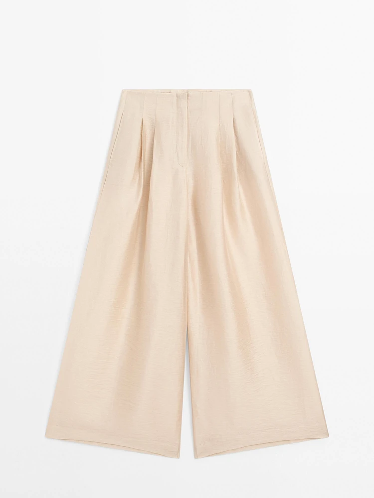 Pantalon à pinces fluide en laine