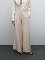 Flowing wool blend trousers with darts