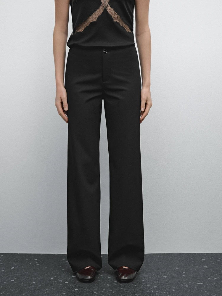 Straight-leg technical fabric trousers