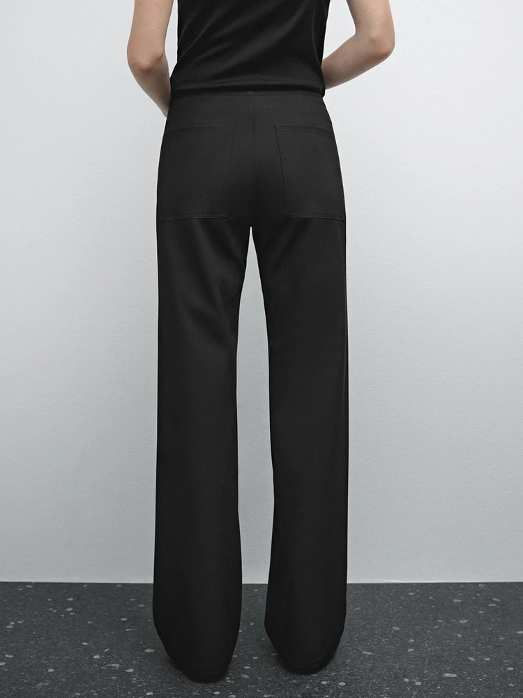 Straight-leg technical fabric trousers