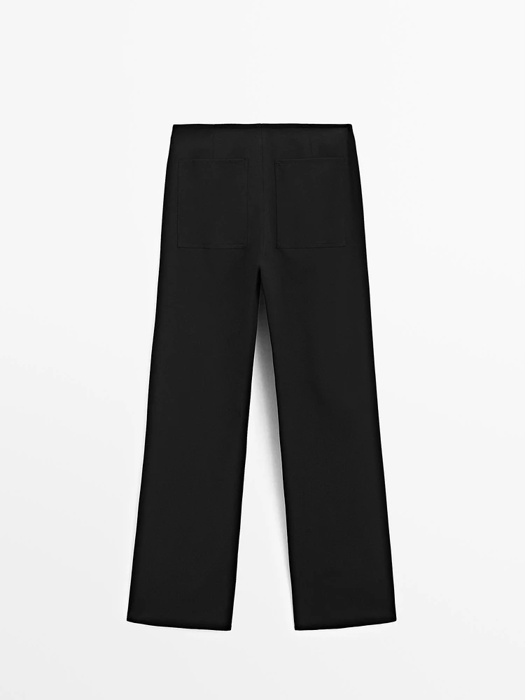 Straight-leg technical fabric trousers