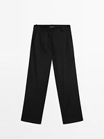 Linen blend stretch trousers