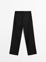 Linen blend stretch trousers