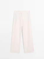 Pantalon wide fit 100 % lin