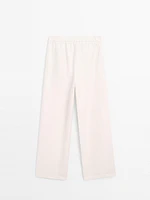 Pantalon wide fit 100 % lin