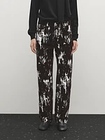 Printed straight-leg mid-rise jeans with flocking