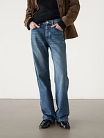 Mid-rise wide-leg full length jeans