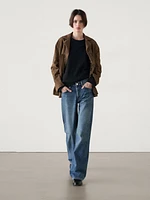 Mid-rise wide-leg full length jeans