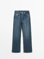 Mid-rise wide-leg full length jeans