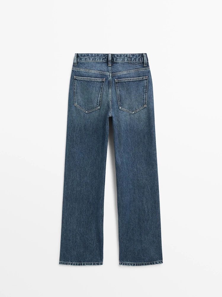 Mid-rise wide-leg full length jeans