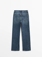 Mid-rise wide-leg full length jeans