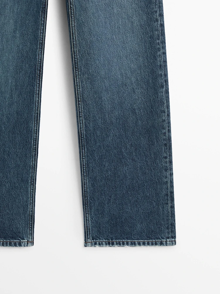 Mid-rise wide-leg full length jeans