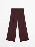 100% wool satin darted trousers