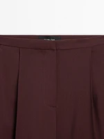 100% wool satin darted trousers