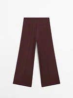 100% wool satin darted trousers