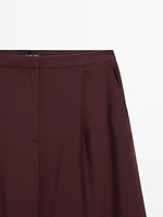 100% wool satin darted trousers