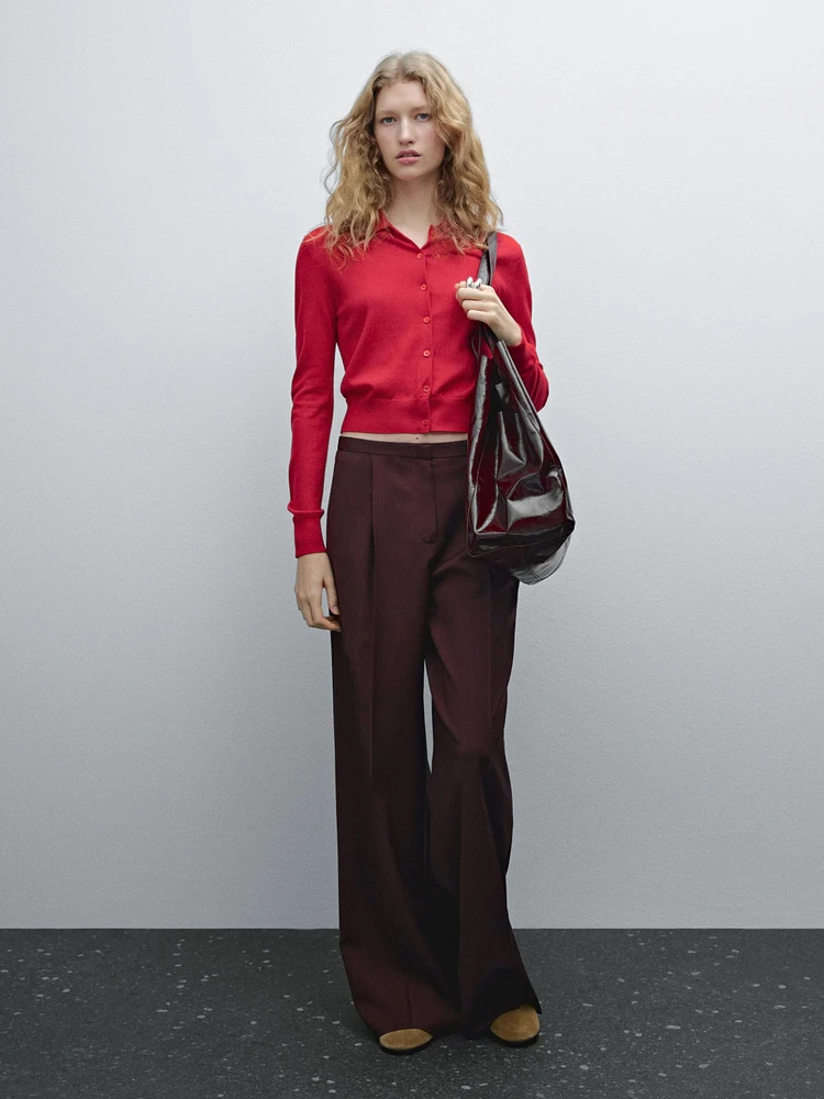 100% wool satin darted trousers