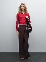 100% wool satin darted trousers