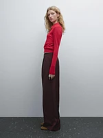 100% wool satin darted trousers