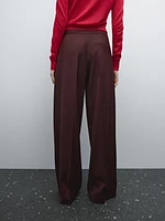 100% wool satin darted trousers