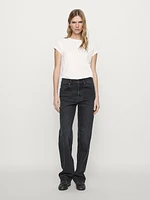 Straight-leg high-waist jeans