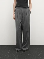 Wool blend trousers with double darts