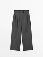 Wool blend trousers with double darts