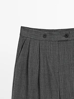 Wool blend trousers with double darts