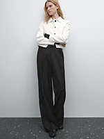 100% wool trousers with thin waistband