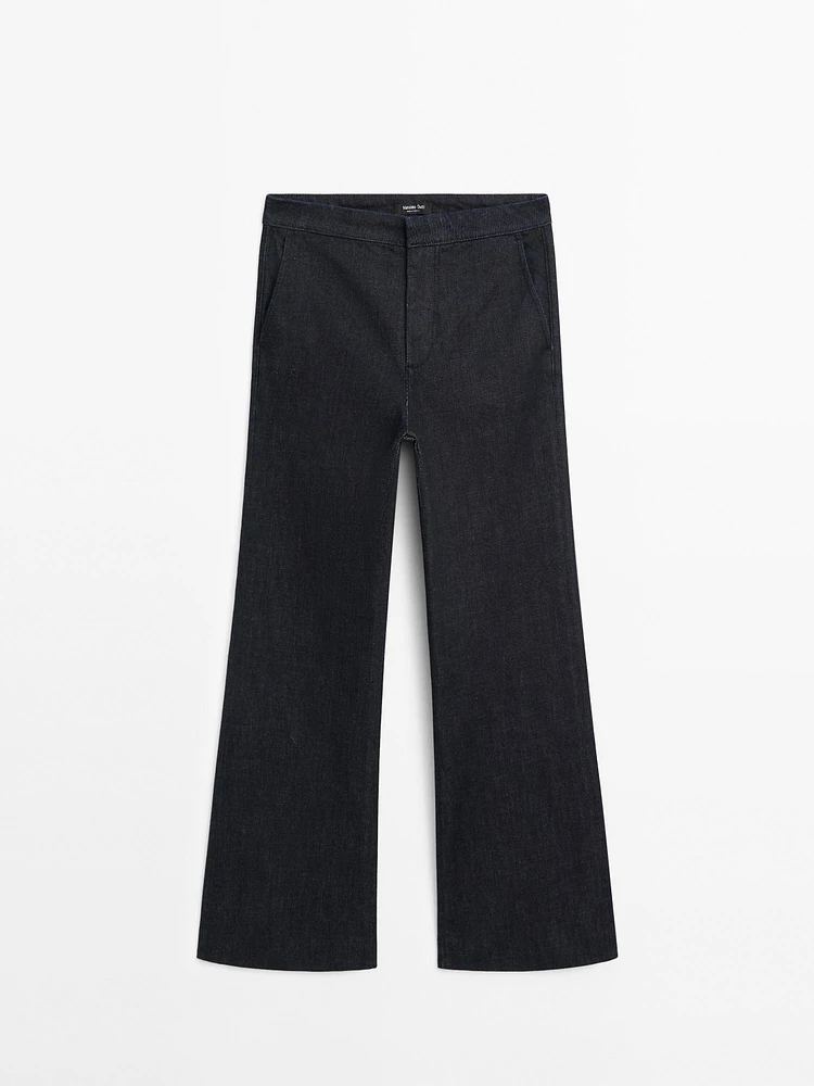 Cotton blend flared jeans