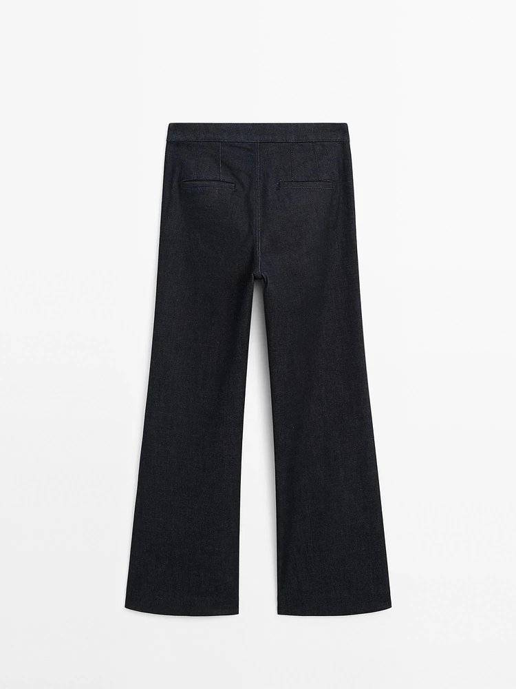 Cotton blend flared jeans