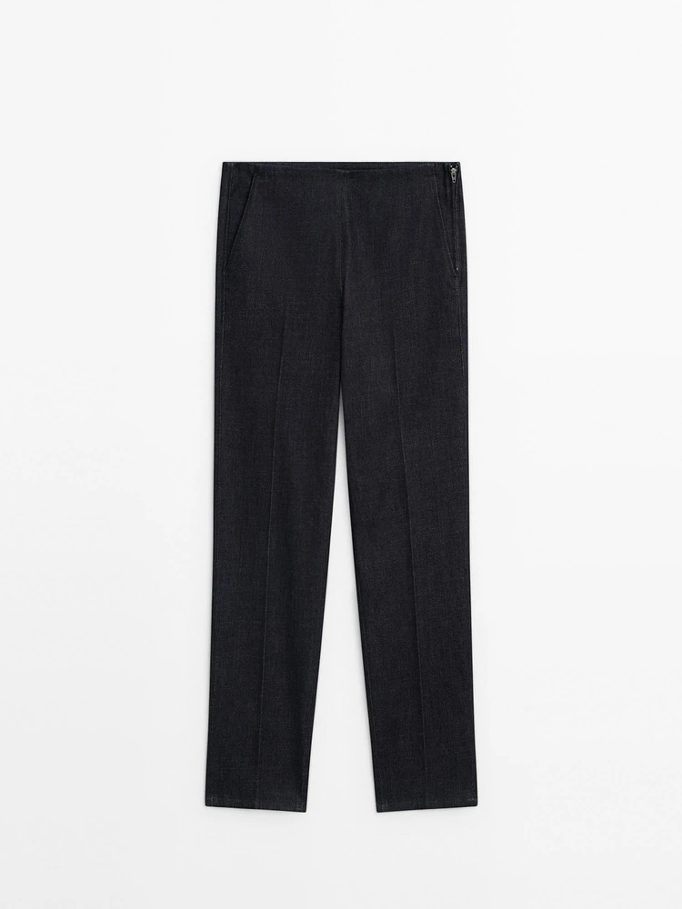 Pantalon slim en coton mélang