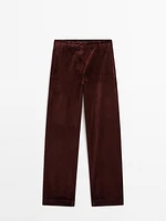 Relaxed fit high-waist corduroy trousers